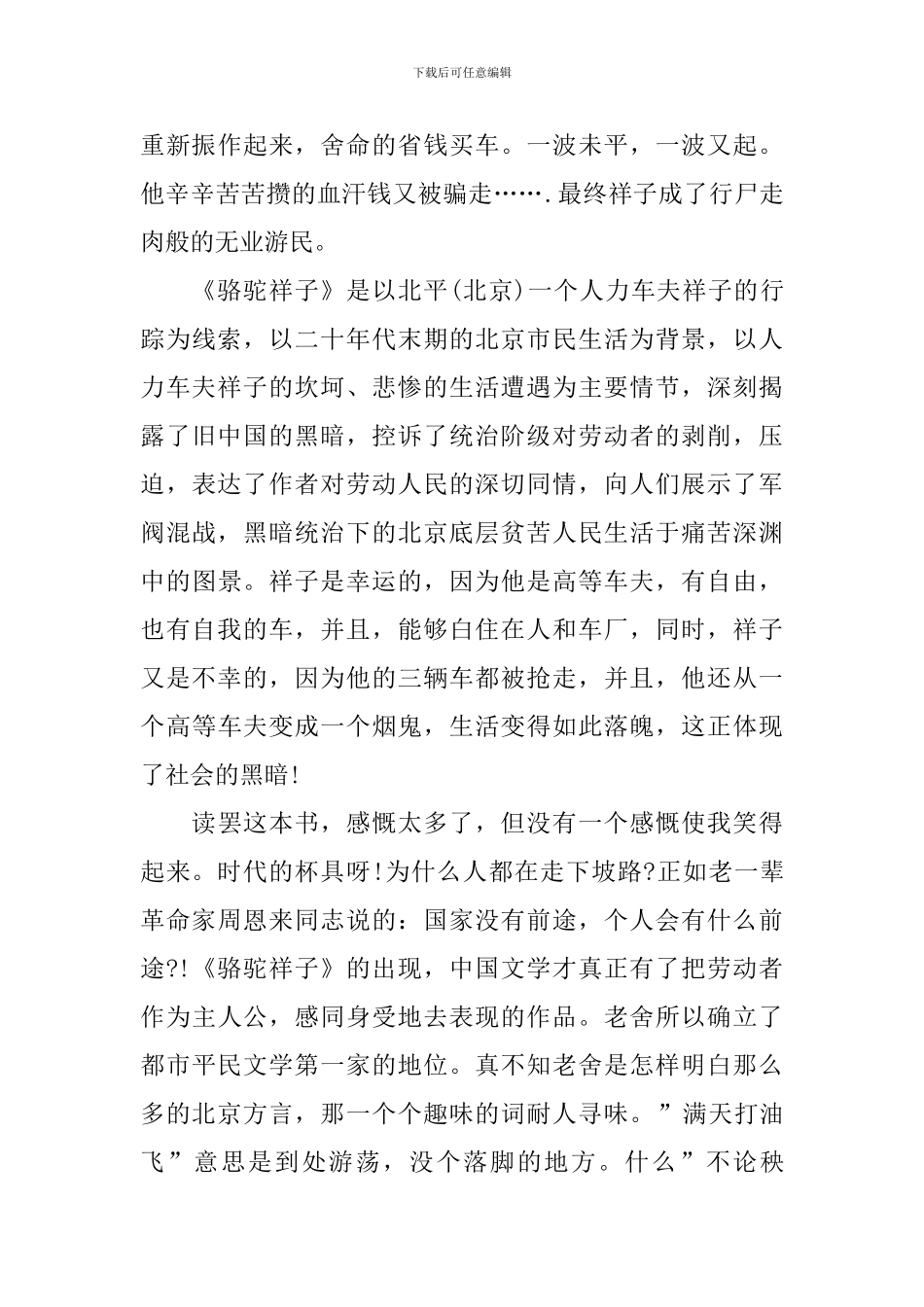 中小学生骆驼祥子读书心得_第3页