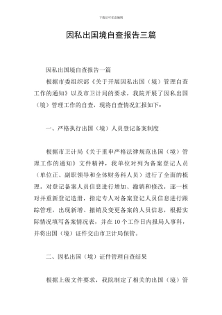 因私出国境自查报告三篇