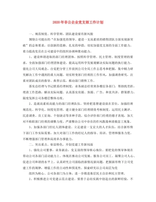 2020年非公企业党支部工作计划 