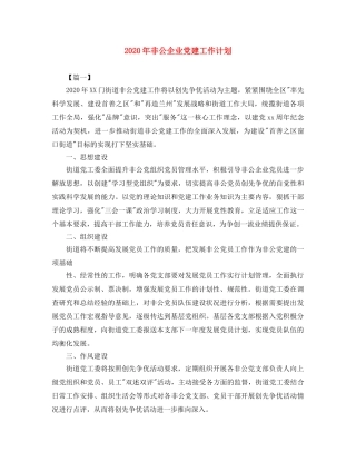 2020年非公企业党建工作计划 