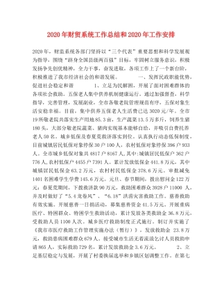 2020年财贸系统工作总结和2020年工作安排 