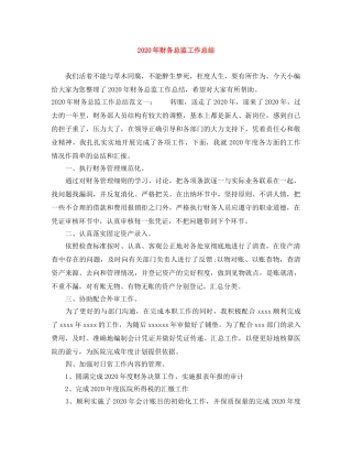 2020年财务总监工作总结 
