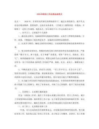 2020年财务工作自我总结范文 