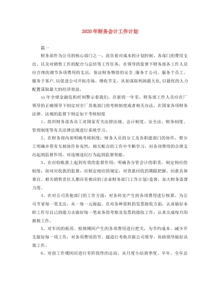 2020年财务会计工作计划 