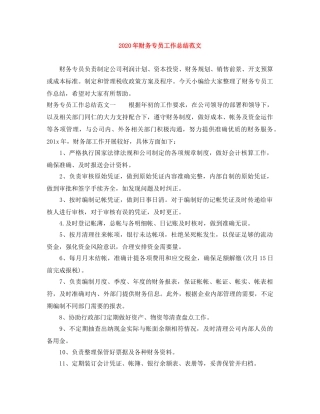 2020年财务专员工作总结范文 