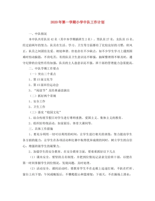2020年第一学期小学中队工作计划 