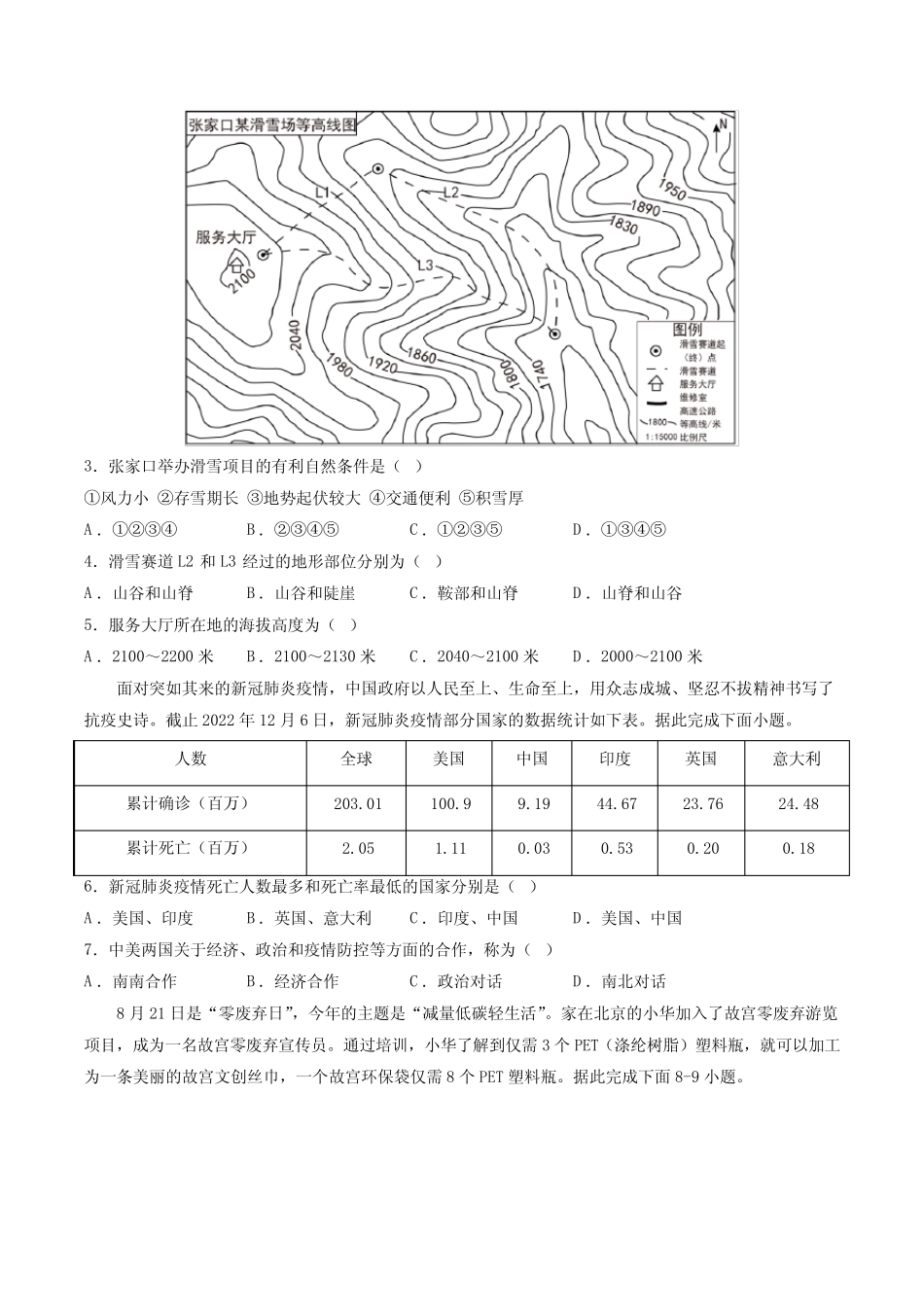卷4—2023年中考地理必刷好题(深圳专用)(原卷版) _第2页