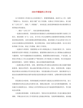 2020年督查科工作计划 