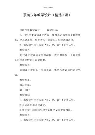 顶碗少年教学设计