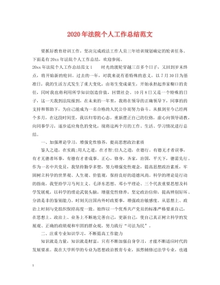 2020年法院个人工作总结范文 