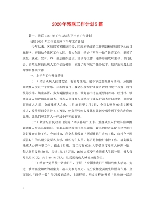 2020年残联工作计划5篇 