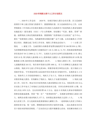 2020年残联主席个人工作计划范文 