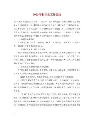 2020年村计生工作总结2 