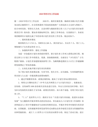 2020年村计生工作总结 