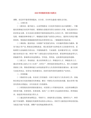 2020年村脱贫攻坚计划范文 
