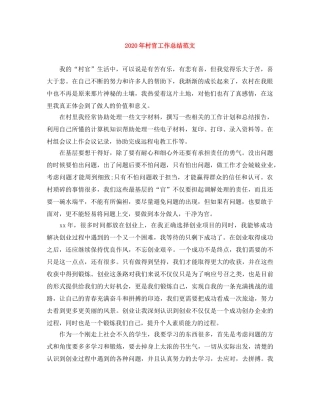 2020年村官工作总结范文 