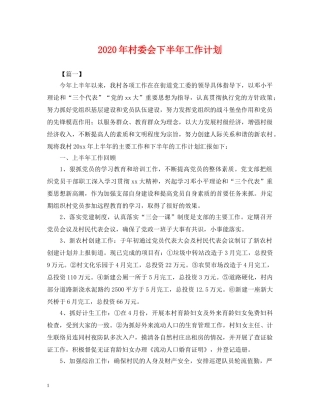 2020年村委会下半年工作计划 