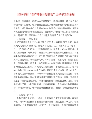 2020年村“农户增收计划行动”上半年工作总结 