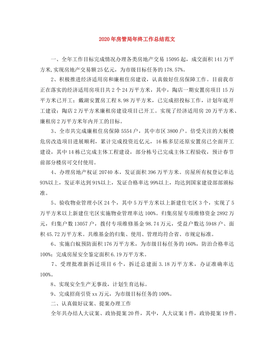 2020年房管局年终工作总结范文 _第1页