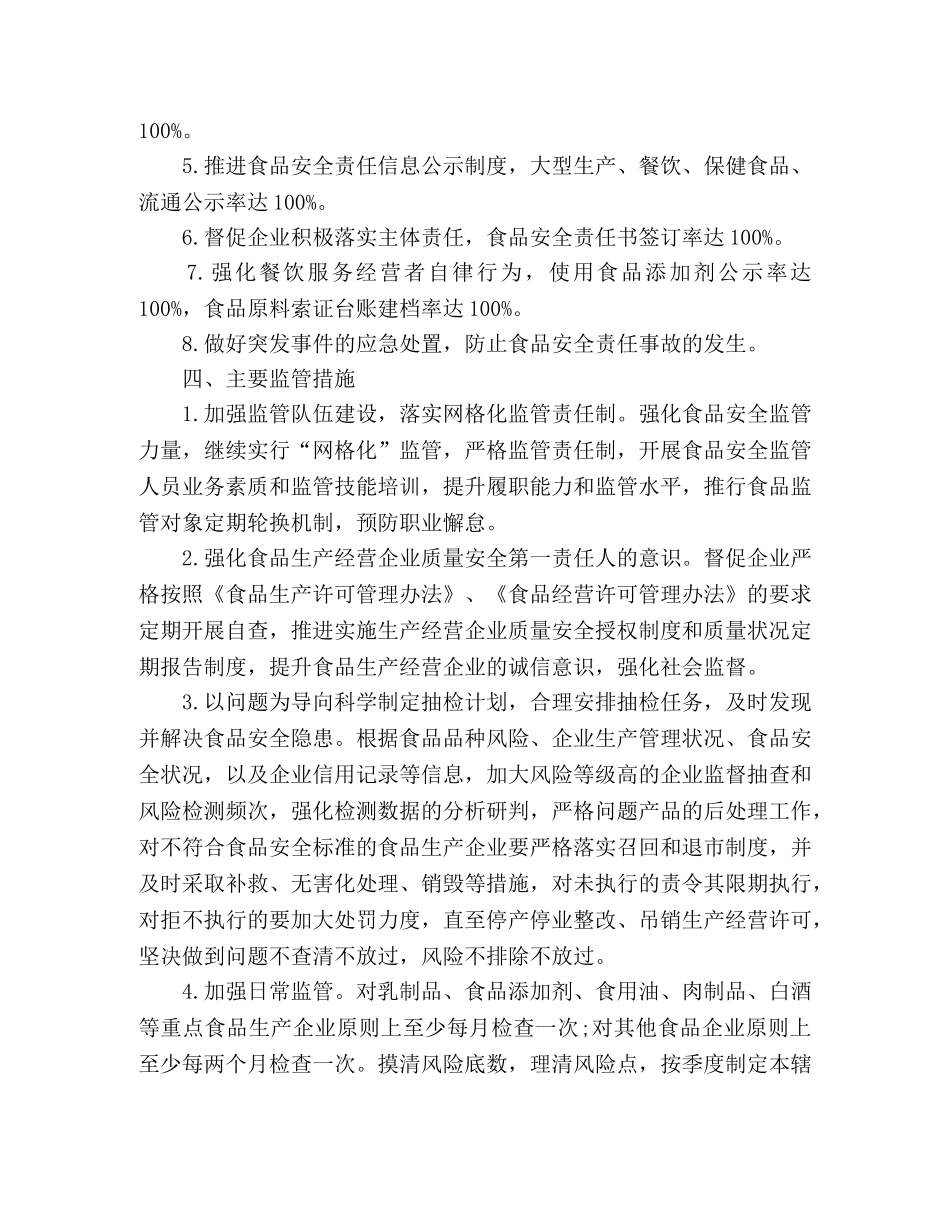 2020年度食品安全监管工作计划 _第2页