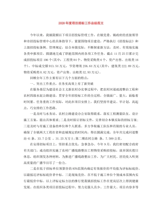 2020年度项目招标工作总结范文 
