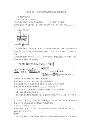 (化学)初三化学化学综合题题20套(带答案) 