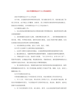 2020年度财务会计个人工作总结范文 