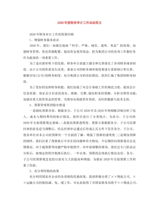 2020年度财务审计工作总结范文 