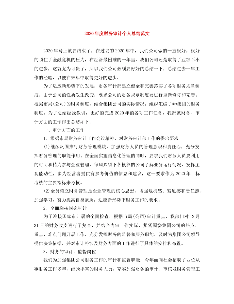 2020年度财务审计个人总结范文 _第1页