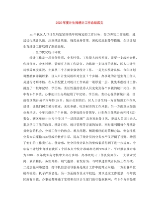 2020年度计生局统计工作总结范文 