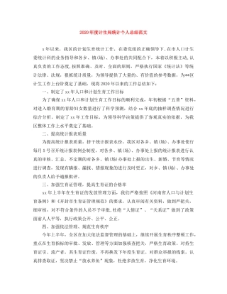 2020年度计生局统计个人总结范文 