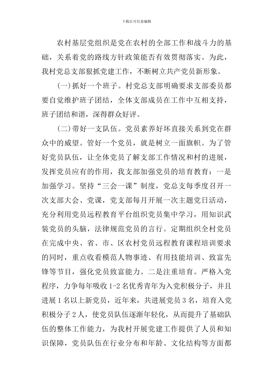 村党总支部书记2024年度抓基层党建工作述职报告_第3页