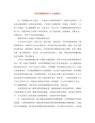 2020年度税务会计个人总结范文 