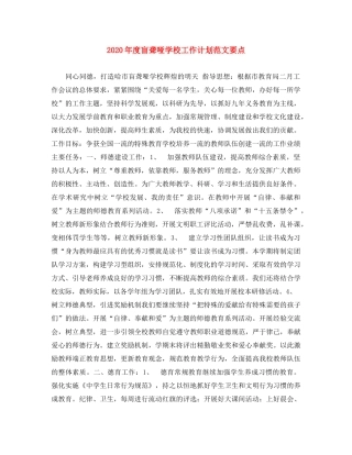 2020年度盲聋哑学校工作计划范文要点 