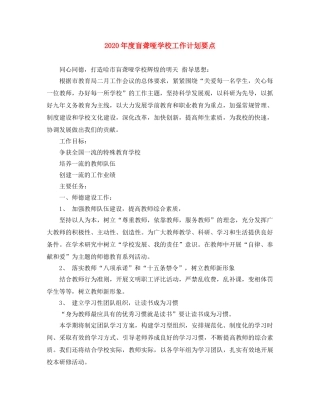 2020年度盲聋哑学校工作计划要点 