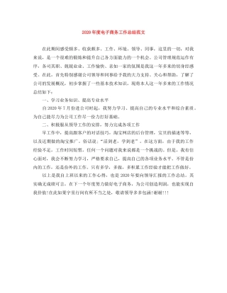 2020年度电子商务工作总结范文 