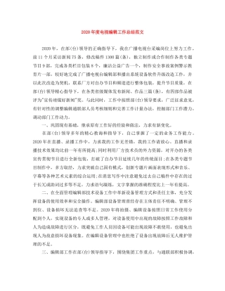 2020年度电视编辑工作总结范文 