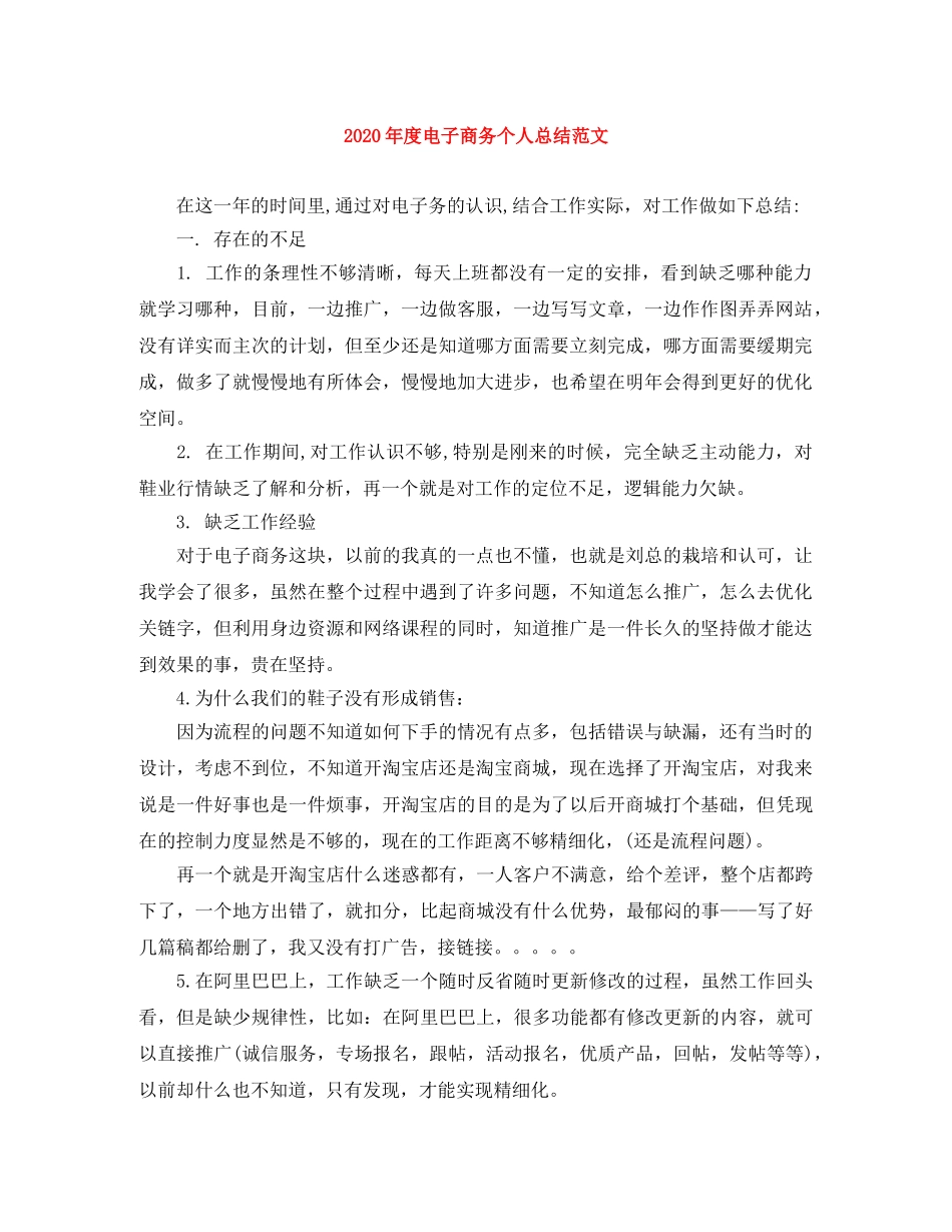 2020年度电子商务个人总结范文 _第1页