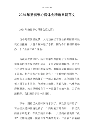 2024年圣诞节心得体会精选五篇范文