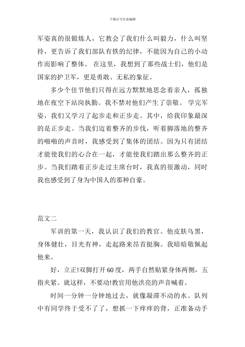 军训第一天心得体会500字范文3篇_第2页