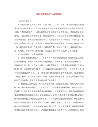 2020年度招标办个人总结范文 