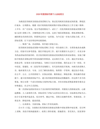 2020年度招标代理个人总结范文 