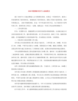 2020年度招标专员个人总结范文 
