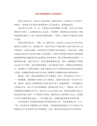 2020年度投资统计工作总结范文 