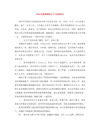 2020年度投资统计个人总结范文 