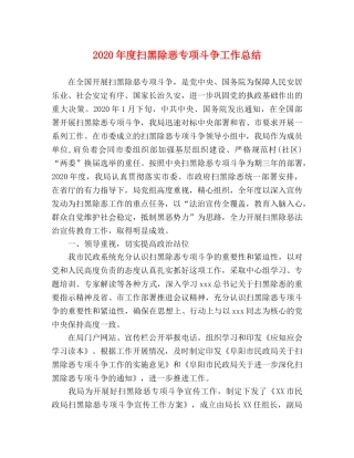 2020年度扫黑除恶专项斗争工作总结 