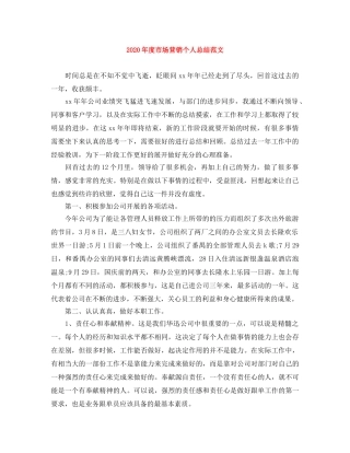 2020年度市场营销个人总结范文 