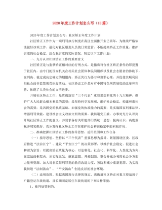 2020年度工作计划怎么写（13篇） 