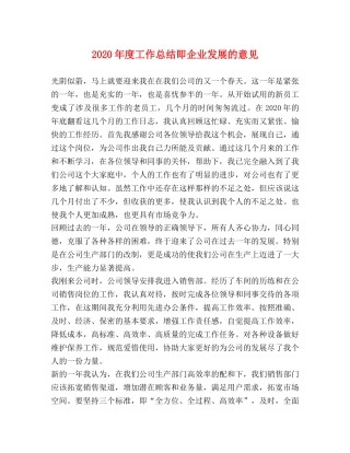 2020年度工作总结即企业发展的意见 