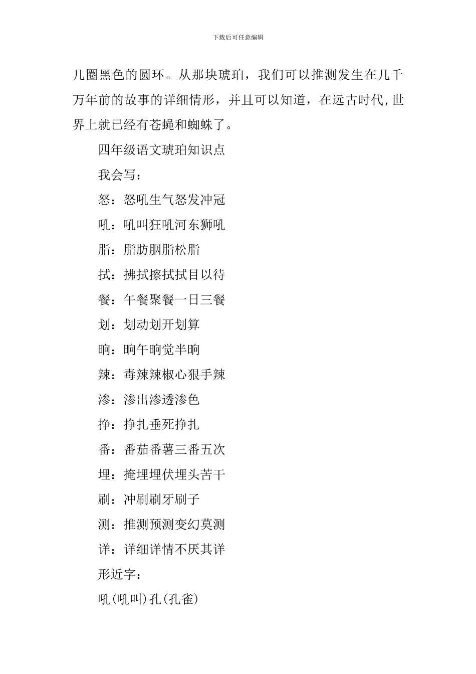四年级语文琥珀知识点_第3页